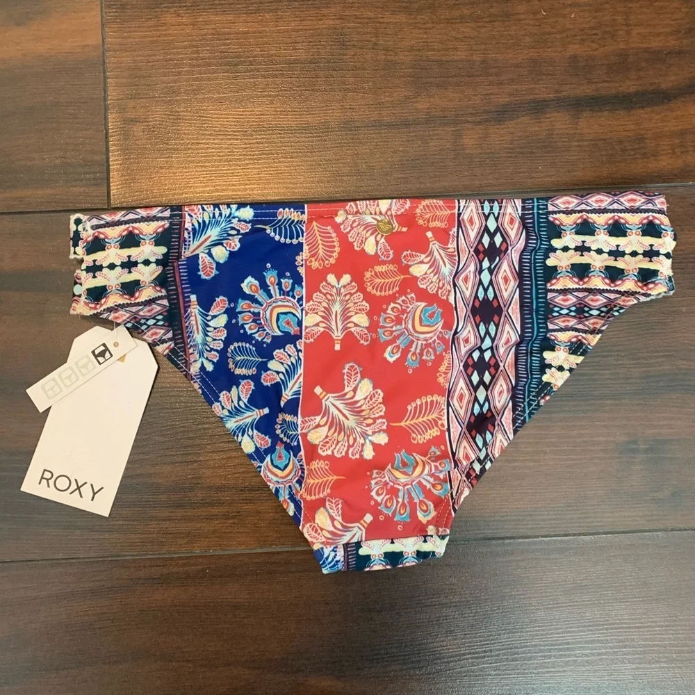 NWT Roxy Multicolor Bohemian Vibes 70s Bikini Bottoms